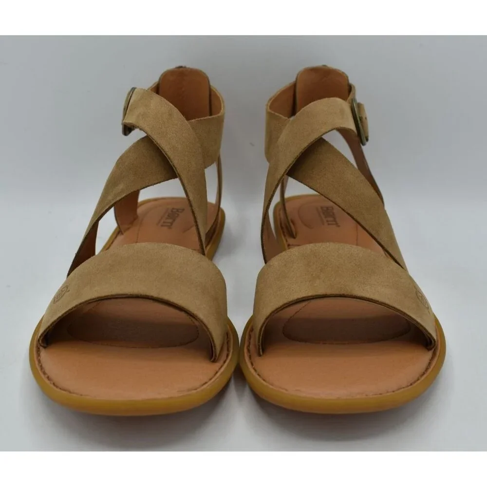 Born Womens‎ Size 9 Neil Gladiator Taupe Suede Sandals Shoes